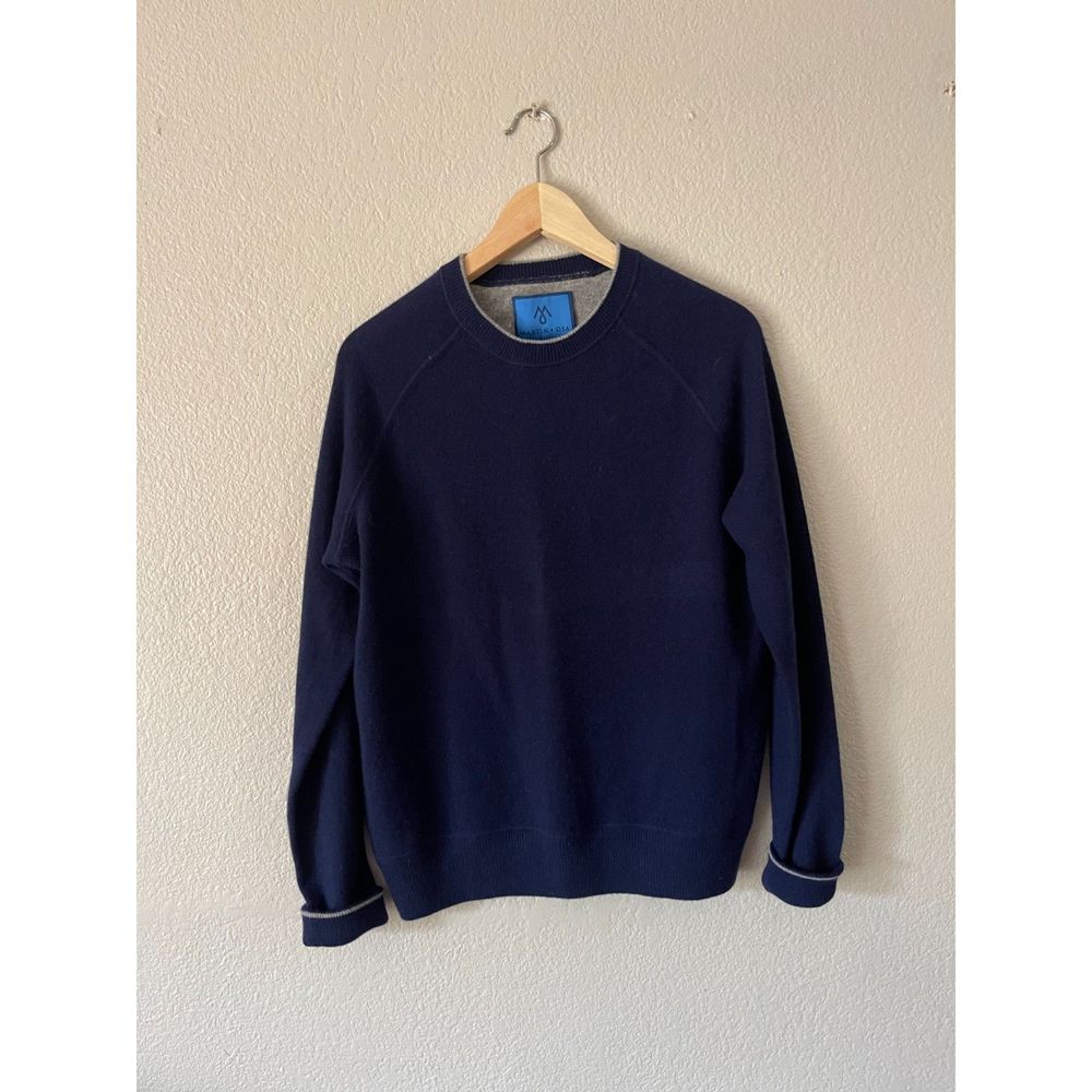 Martin + Osa 100% Cashmere Crew Neck Sweater, Blue (M)